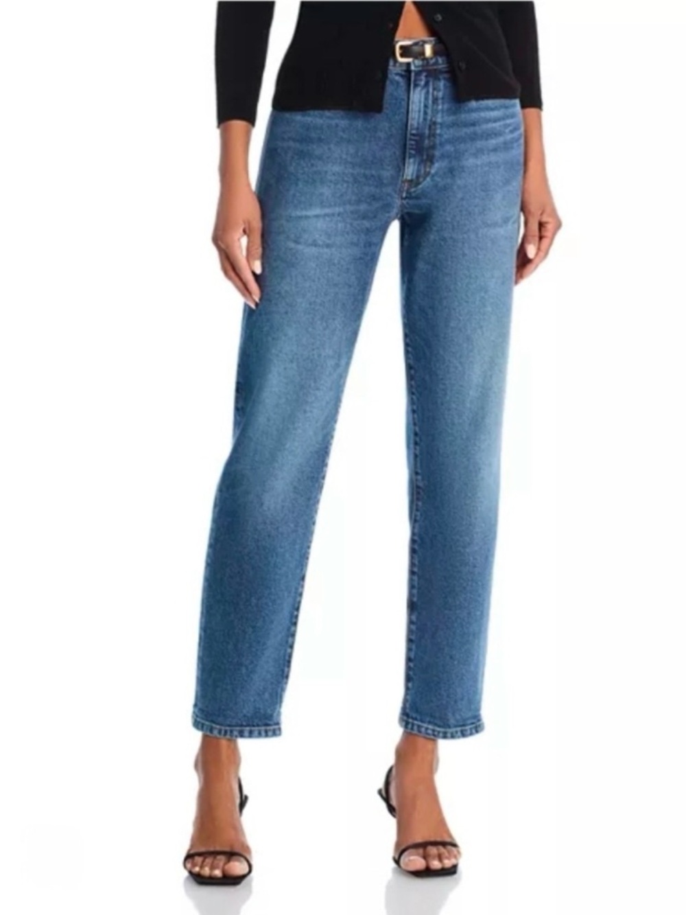 FRAME The Borrowed High Rise Ankle Straight Jeans in Famous Denim